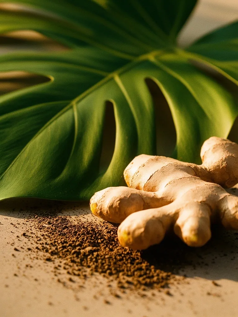 Close-up of tropical botanical elements representing natural purity